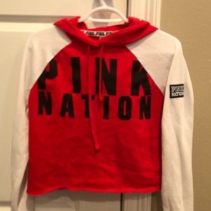 PINK red cropped hoodie NWOT